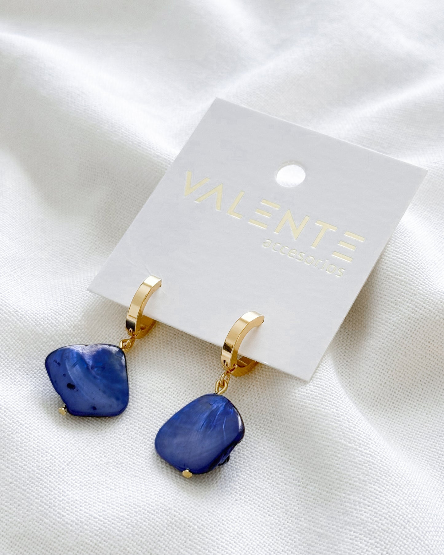 Aros Piedra Nacarada Azul ARO-82