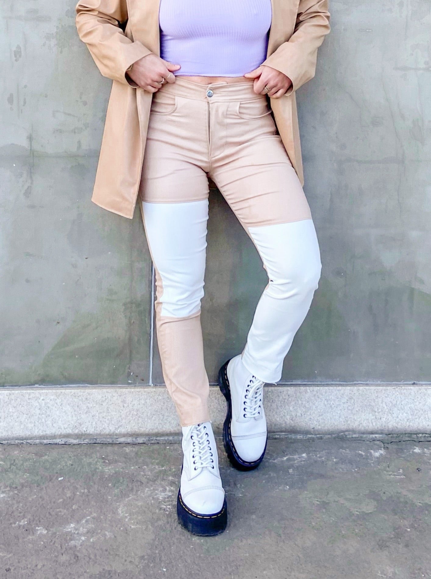 Pantalón Combinado Beige