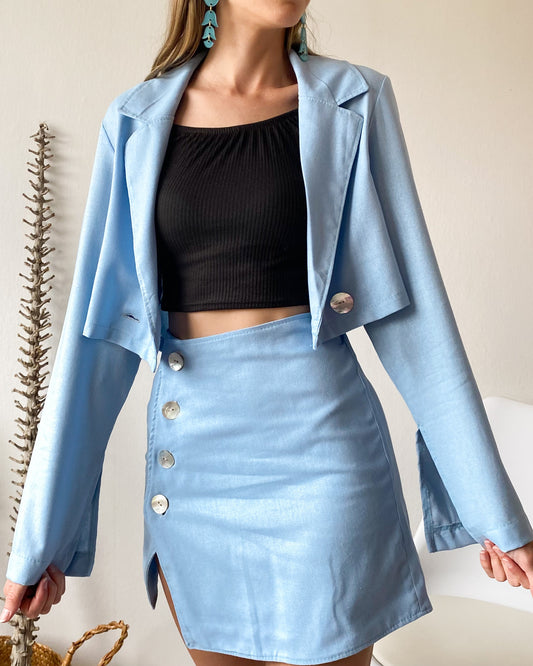 Blazer Cropped Celeste