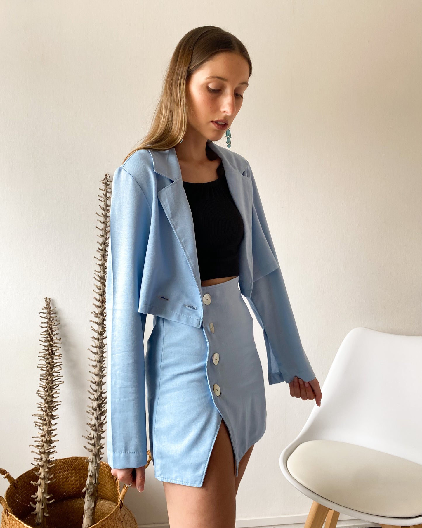 Blazer Cropped Celeste